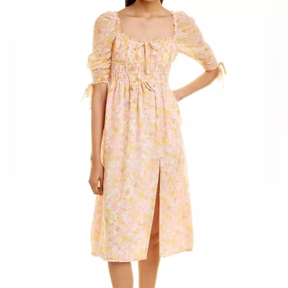 For Love & Lemons Eden Silk-Blend Midi Dress Women's sz Small READ